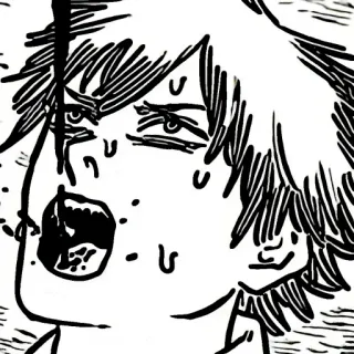 ⚙️ sueur, choqué, stress, noir et blanc, manga telegram sticker
