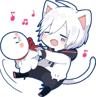 🎵 猫, アニメ, ちび, かわいい, 可愛い, 音楽, 漫画 whatsapp sticker