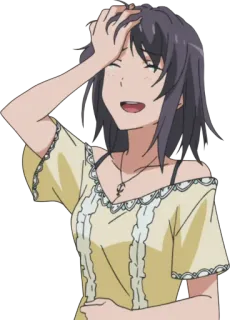 😂 anime, mulher, sorrindo, feliz, desenho animado, personagem telegram sticker