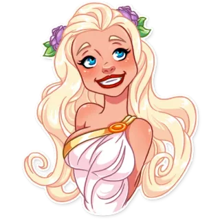 😁 dibujo animado, rubia, mujer, sonriendo, personaje whatsapp sticker