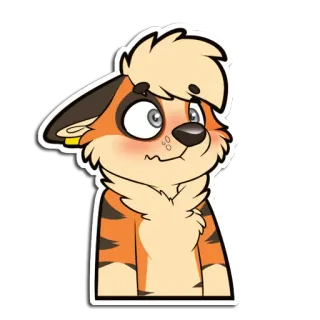😳 furry mascot furry, feline, blushing, nervous, sticker, cartoon, shy telegram sticker