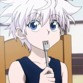 ⚡️ Killua Hunter x Hunter Аниме, Персонаж, Еда, Вилка, Киллуа, Hunter x Hunter, Манга telegram sticker