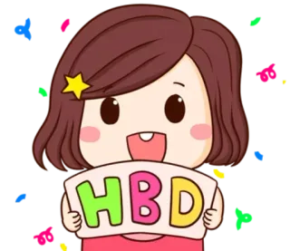 🎂 HBD feliz cumpleaños, celebración, saludo, dibujos animados, festivo telegram sticker