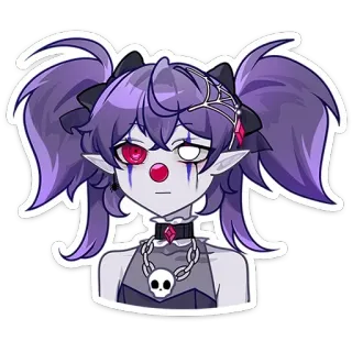 🤡 anime girl, goth, clown, sticker, cartoon, anime, character telegram sticker