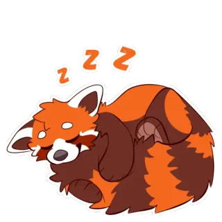 💤 zzz rode panda, slapen, dier, schattig, cartoon telegram sticker