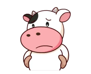 🙁 vache, animal, triste, dessin animé, mignon, animal de ferme, bétail telegram sticker