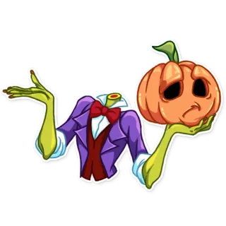 🤷 pumpkin, halloween, headless, suit, bow tie, monster, spooky whatsapp sticker
