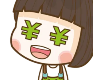 🤑 Dessin animé, Argent, Devise, Yeux, Visage, Personnage, Yuan telegram sticker
