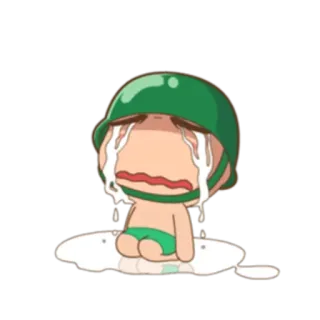 😭 crying, soldier, sad, helmet, tears, military whatsapp sticker