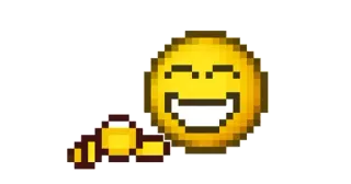 😆 Emoji, Wijsvinger, Pixel, Glimlach, Geel telegram sticker