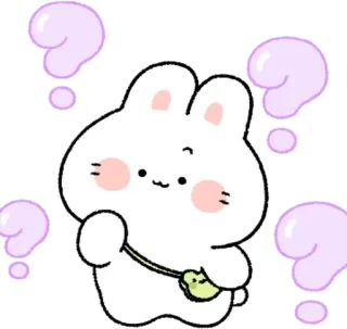 💬 thỏ, thỏ, dấu chấm hỏi, kawaii, dễ thương, nhãn dán, phim hoạt hình telegram sticker