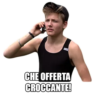 😋 CHE OFFERTA CROCCANTE! предложение, скидка, итальянский, человек, говорит по телефону whatsapp sticker