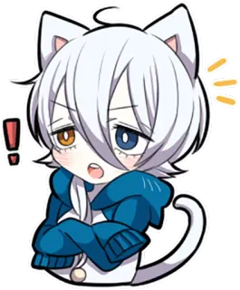 ❗ kot, chibi, słodki, anime, manga, naklejka telegram sticker