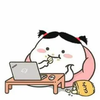 🐻 CHIPS 卡通, 食物, 零食, 薯片, 笔记本电脑, 人物 telegram sticker