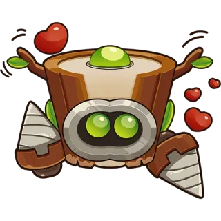 🥰 dessin animé, robot, coeurs, mignon, amical, yeux verts telegram sticker