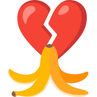 💔 อกหัก, เปลือกกล้วย, อิโมจิ, เสียใจ, เศร้า, ตลก telegram sticker