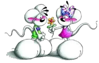 ❤ rato, desenho animado, flor, amor, fofo, animais telegram sticker