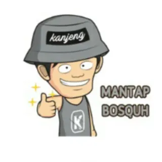 🕴 kanjeng MANTAP BOSQUH Мультфильм, Персонаж, Большой палец вверх, Индонезия, Сленг, Mantap, Bosquh telegram sticker