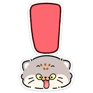 😼 Pallas's cat cat, pallas cat, manul, exclamation mark, surprised, cute, cartoon, animal telegram sticker