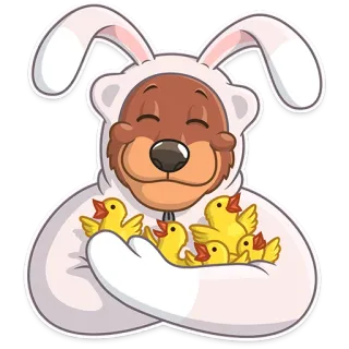 😊 conejo, oso, pollito, animal, pascua, lindo whatsapp sticker