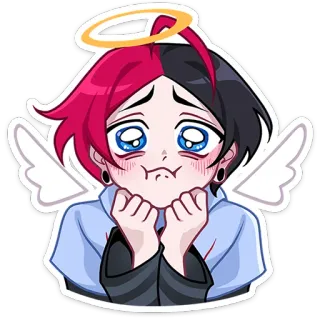 😇 style anime, dessin animé, ange, auréole, ailes, mignon telegram sticker