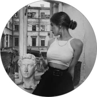 ☁️ femme, architecture, buste, sculpture, portrait, intérieur, fenêtre telegram sticker