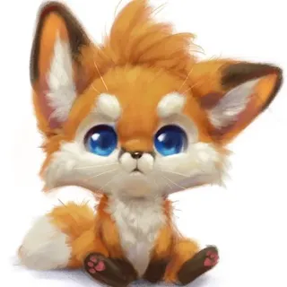 😐 fox, animal, cute, cartoon, sticker, kawaii, fluffy, sitting telegram sticker