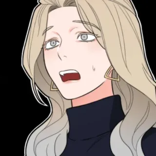 🪶 mujer, rubia, anime, dibujos animados, expresión, impactada whatsapp sticker