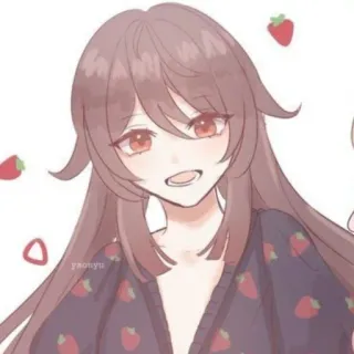😀 yaonyu Аниме, Девушка, Мультфильм, Клубника, Милый, Портрет telegram sticker