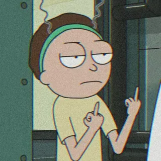 🧃 Morty Smith Rick and Morty Morty, Rick and Morty, Cartoon, Middle Finger, Offensive, Gesture whatsapp sticker