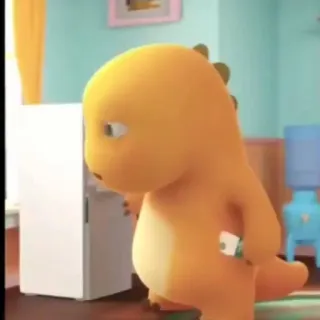 🧬 dinosaure, orange, dessin animé, mignon whatsapp sticker