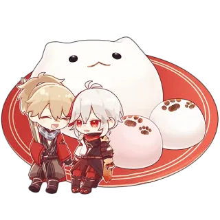 😊 Aether and Kazuha Genshin Impact Anime, Genshin Impact, Aether, Kazuha, Chibi, Fofo telegram sticker