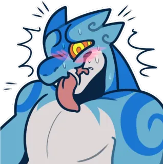 ‼ Cartoon, Echse, Schweiß, Gesichtsausdruck, Tier, Blau, Müde whatsapp sticker