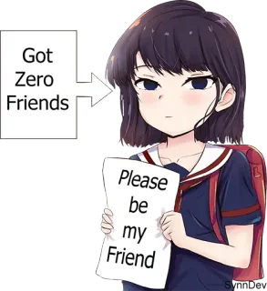 🥺 Got Zero Friends, Please be my Friend Аниме, Одиночество, Дружба, Школьница, Манга, Социальная тревожность, Студент telegram sticker