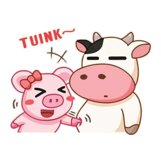 😺 TUINK~ świnia, krowa, kreskówka, zwierzę, słodki, różowy telegram sticker