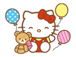 🌟 Hello Kitty chat, nœud, mignon, dessin animé, nounours, ballons telegram sticker