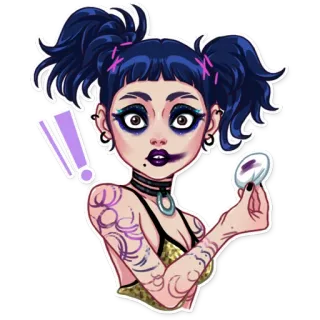 😯 goth, makeup, stiker, emo, gelap, cewek, tato, kecantikan telegram sticker