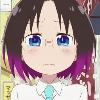 😭 Elma Miss Kobayashi's Dragon Maid аниме, Эльма, Дракон-горничная, плачет, грустный, каваи telegram sticker