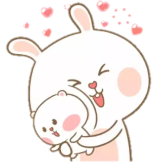 😍 rabbit, bear, love, cute, cartoon, heart, affection, animal telegram sticker
