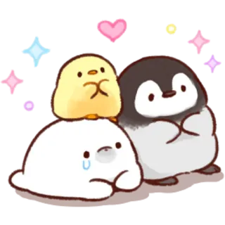 ✨ kawaii, cute, penguin, chick, polar bear, animal, sticker telegram sticker