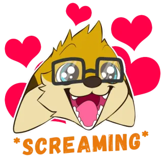 🥰 SCREAMING cartoon, cute, furry, screaming, happy, expression telegram sticker