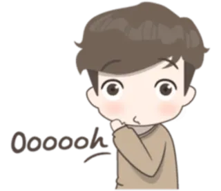 😗 Oooooh dibujo animado, lindo, niño, pensando, ooooh telegram sticker