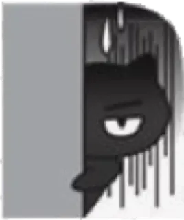 😓 cat, peeking, worried, anxious, cartoon, black and white telegram sticker