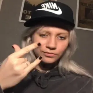 🤘 dedo corazón, gesto ofensivo, falta de respeto, mujer, chica, adolescente, gesto con la mano telegram sticker