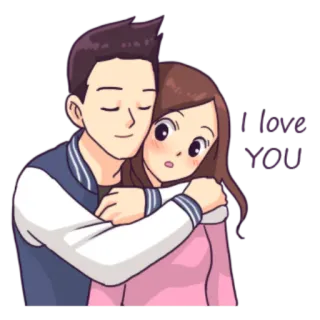 😍 I love you love, couple, hug, romance, cartoon, relationship telegram sticker