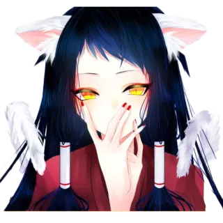 😔 애니, 소녀, 고양이 귀, 네코, 귀여운, 만화 telegram sticker