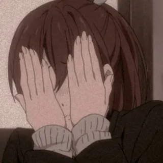 🤭 Anime, Mädchen, Traurig, Gesicht verdecken, Weinend, Emotional, Anime Mädchen telegram sticker