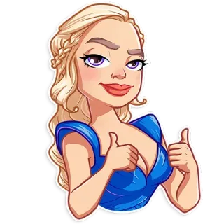 👍 Daenerys Targaryen Game of Thrones Daenerys, Game of Thrones, sticker, pouce levé, dessin animé, personnage telegram sticker