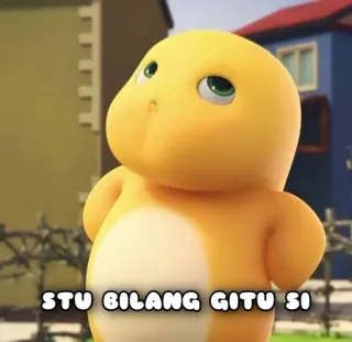 😗 STU BILANG GITU SI Cartone animato, Dinosauro, Carino, Giallo, Animazione telegram sticker