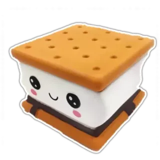 ☄ S'mores, cibo, dolce, marshmallow, cracker Graham, carino, kawaii whatsapp sticker